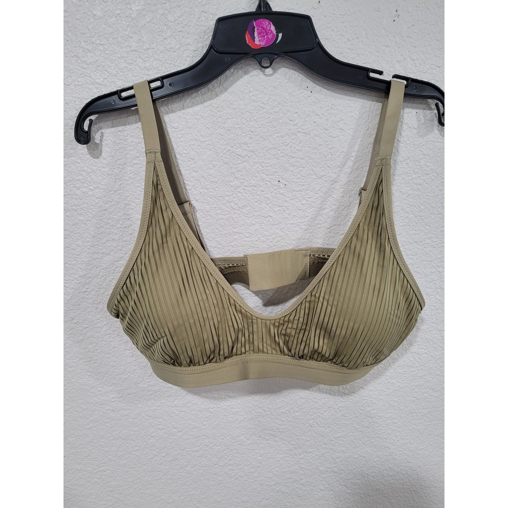 Aerie Ribbed Plunge Bralette Green M Wirefree Comfort Lounge Bra Women's #21
